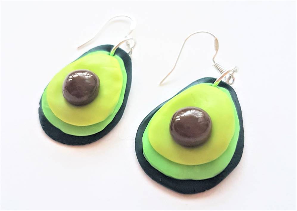 Avacado polymer clay earrings