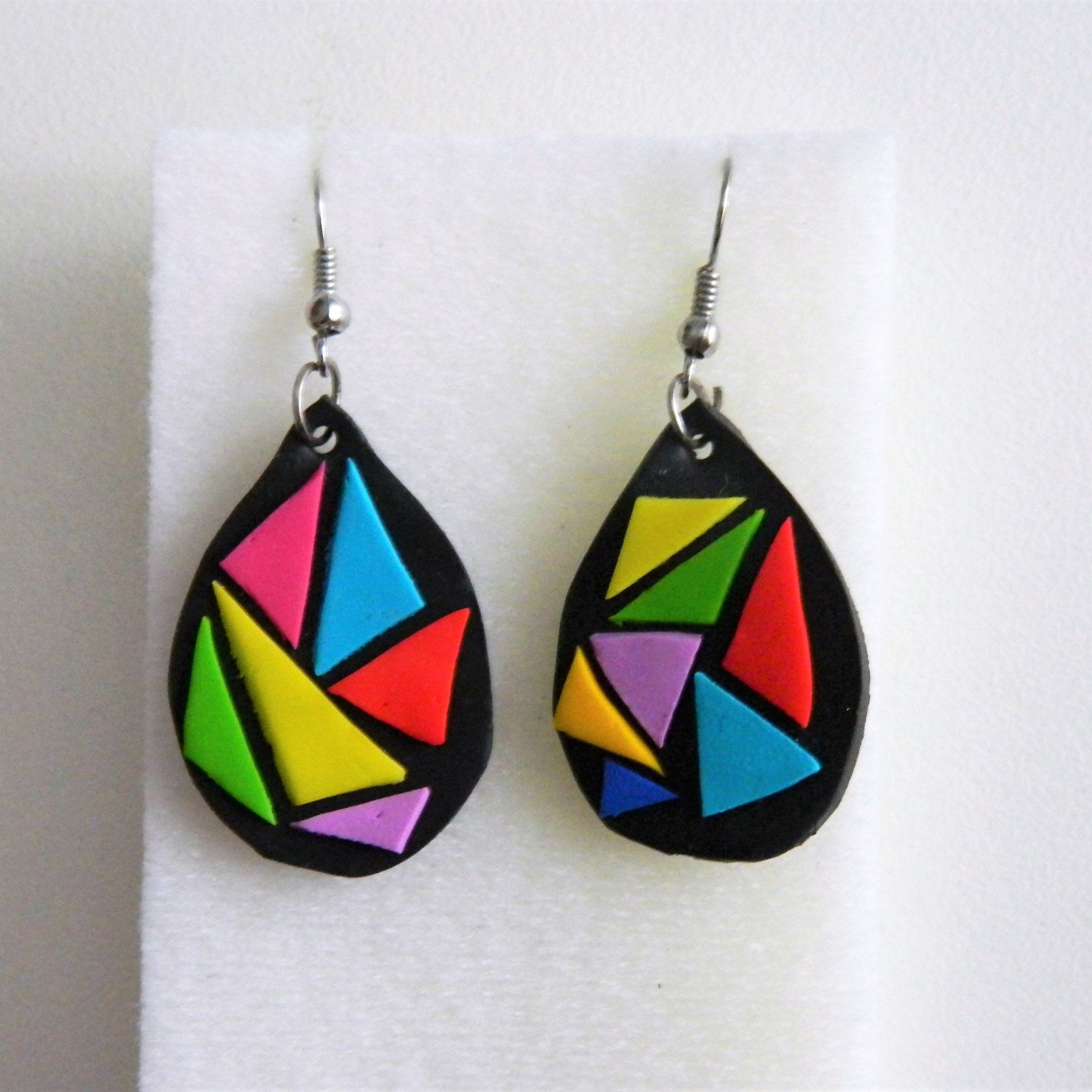 Multicolored polymer clay earring