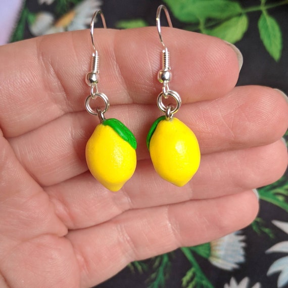 Lemon polymer clay earring