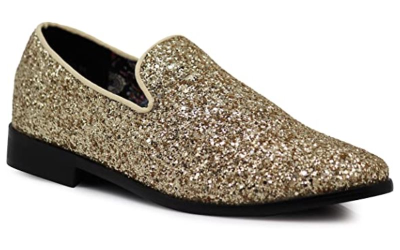SPK04 Men's Vintage Glitter Dress Loafers Slip On Shoes Classic Tuxedo Dress Shoes