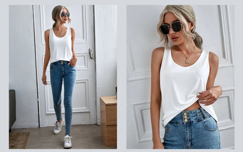 Summer Outfit Ideas For Women: Tank Top With Jeans