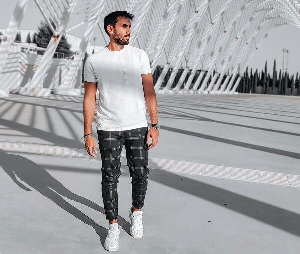 man wearing White Polo t-Shirt with Matching Pant