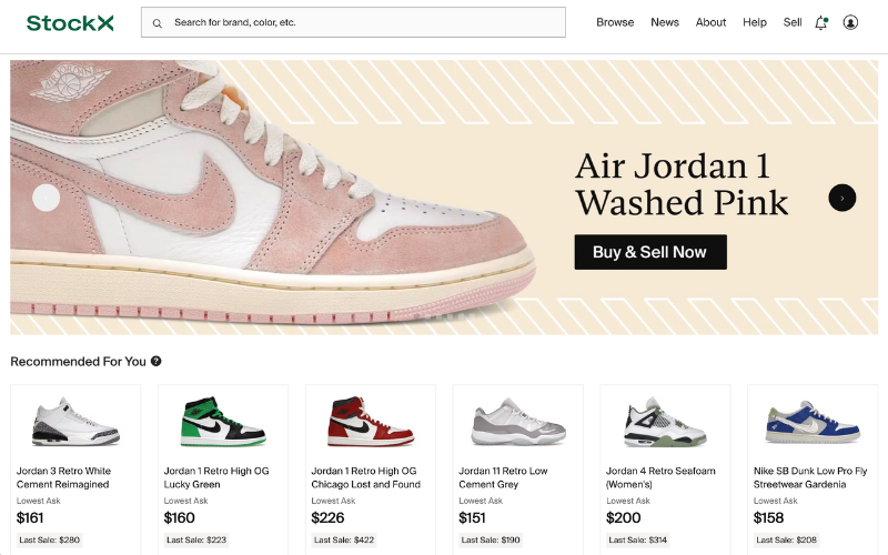stockX- reselling sneakers platform